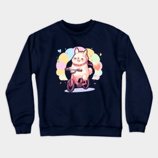 Rainbow Ride: Kawaii Llama Pedals with Joy Crewneck Sweatshirt